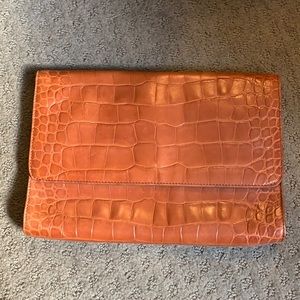 Club Monaco Croc Embossed Leather Clutch